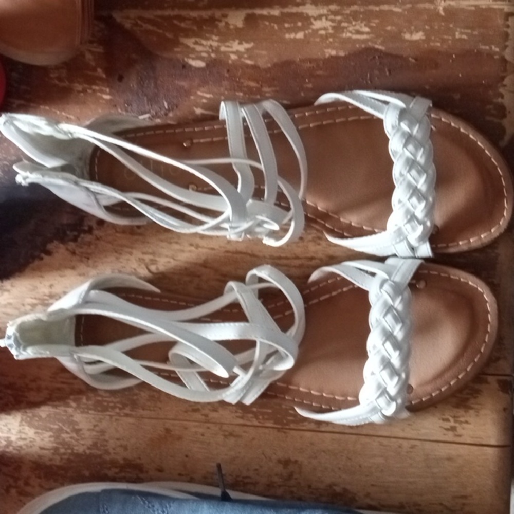 White zip up sandals